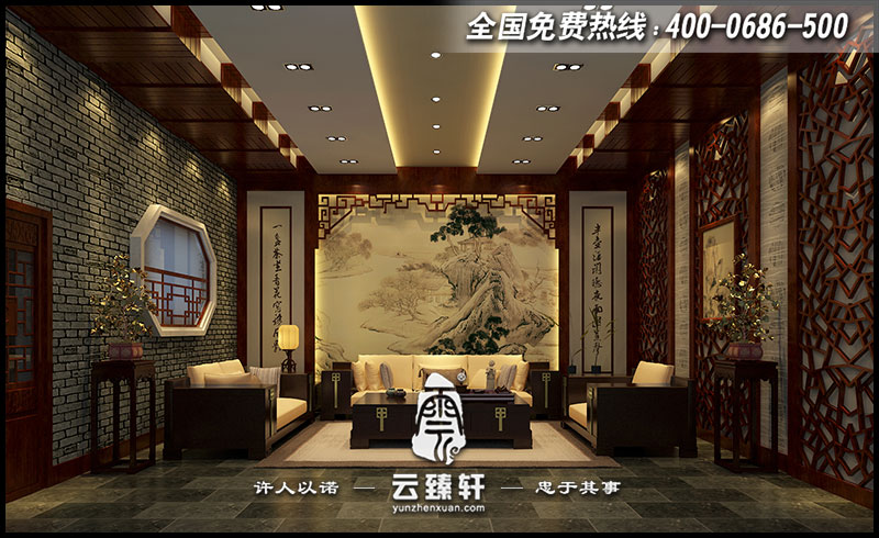 中式设计茶空间效果图